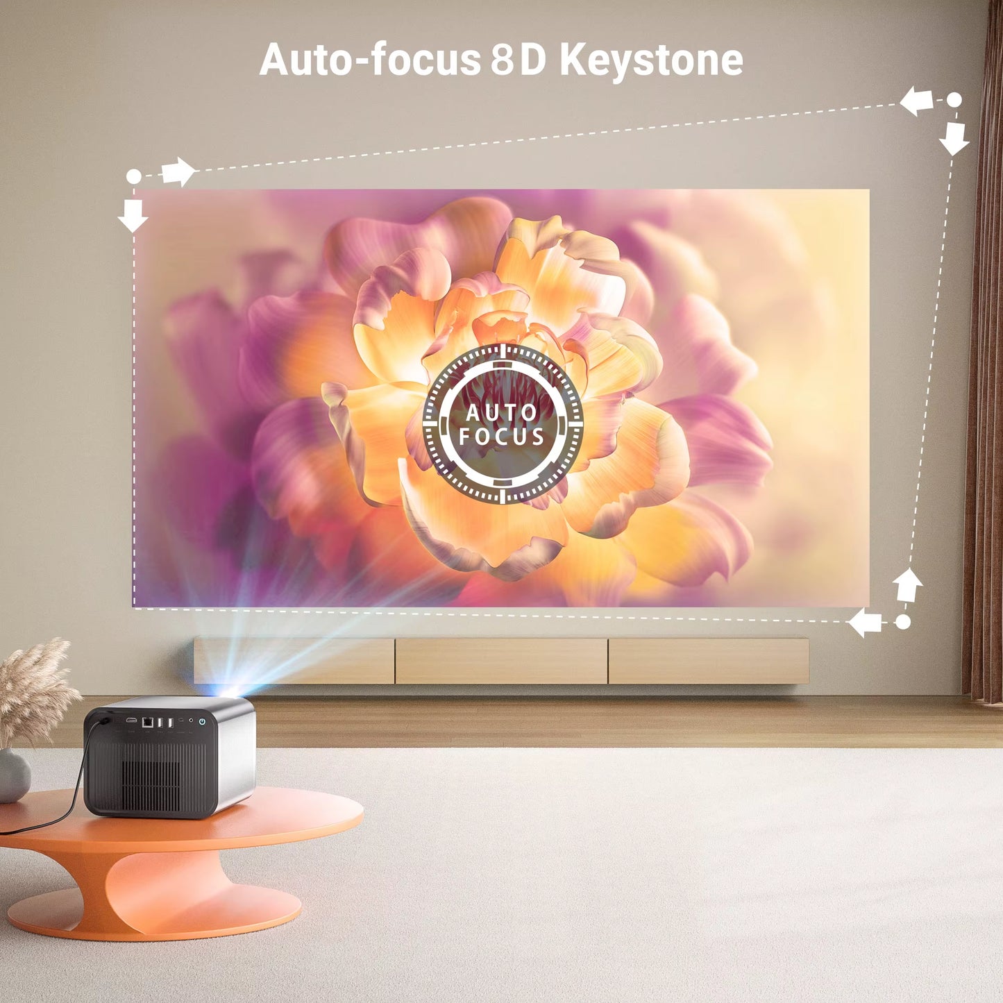 BYINTEK 2200 ANSI Lumens DLP 3D 4K Portable Home Projector R90 Max GTV Platform Table Clamp Stand Projector with Karaoke