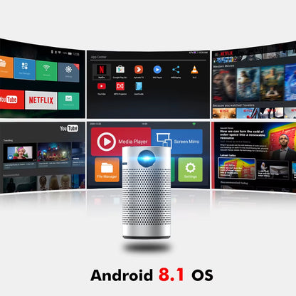 BYINTEK P7 4K 3D Cinema Portable Pocket Projector DLP WIFI Smart Mini Video Projector for Home Theaters RV Camping with Free Bag