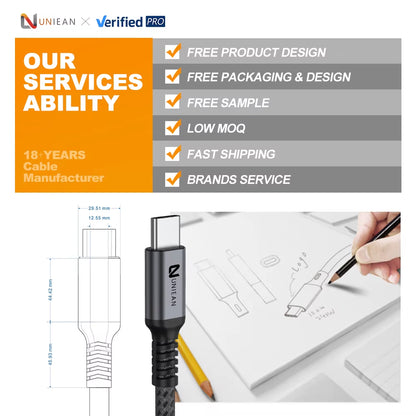 UNIEAN Factory Wholesale HD 2M 10M 2.1 UHD 48Gbps Video Cable Display Port to 8K 4K UHD Cable for Screen Projection to TV