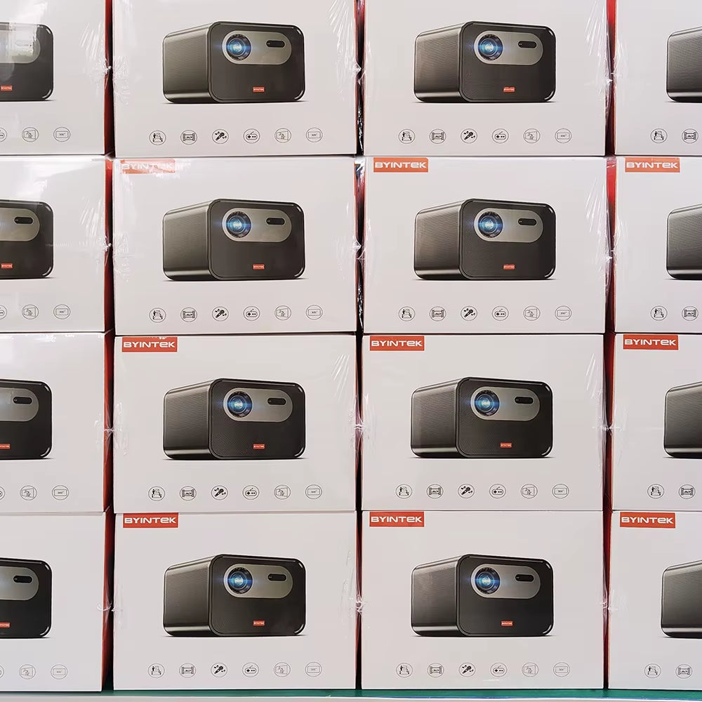 BYINTEK 2200 ANSI Lumens DLP 3D 4K Portable Home Projector R90 Max GTV Platform Table Clamp Stand Projector with Karaoke