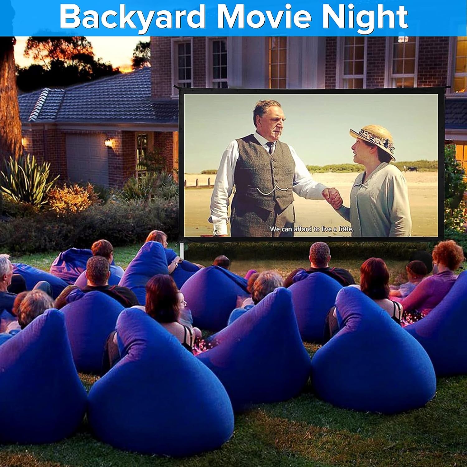 Projector Screen and Stand, 120 Inch Outdoor Movie Screen-Upgraded 3 Layers PVC 16:9 Outdoor Projector Screen,Video Projection Screen with Carrying Bag for Home Backyard(Rear Projection Screen)
