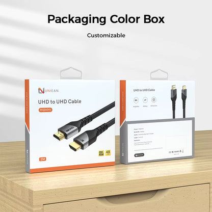 UNIEAN Factory Wholesale HD 2M 10M 2.1 UHD 48Gbps Video Cable Display Port to 8K 4K UHD Cable for Screen Projection to TV