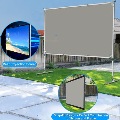 Projector Screen and Stand, 120 Inch Outdoor Movie Screen-Upgraded 3 Layers PVC 16:9 Outdoor Projector Screen,Video Projection Screen with Carrying Bag for Home Backyard(Rear Projection Screen)
